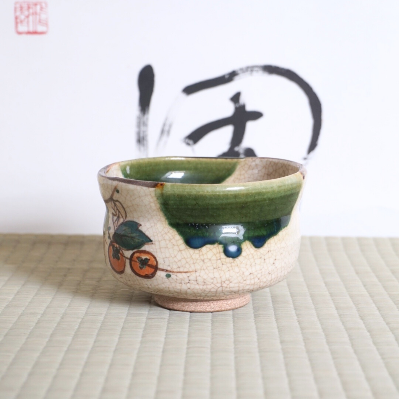 Bol à matcha, Oribe- Kakie 柿絵